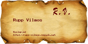 Rupp Vilmos névjegykártya
